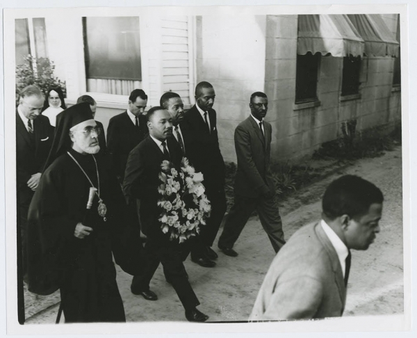 Greek Orthodox Archbishop Iakovos marching next to Martin Luther King, Jr.